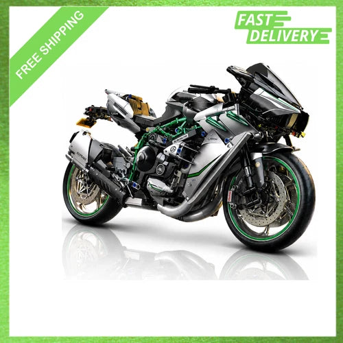 Motorcycle Building Blocks Set 1:5 Scale Model Kit with Suspension Brakes Rubber