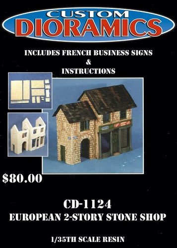 CD-1124 European Two Story Stone Shop, 1/35 scale resin building.