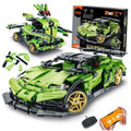 STEM Building Blocks Kit for Kids - 2 in 1 Remote Control Race Green Race Car