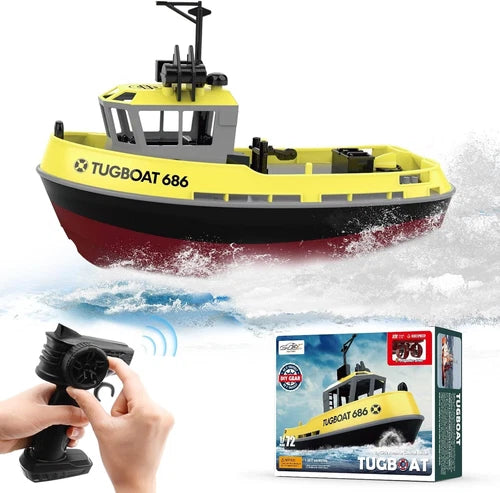 RC Boat, 1/72 Tugboat for Pools and Lakes, High-Speed Remote Yellow