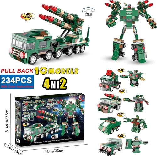 Building Blocks Car Pullback Type 10 Models 4 IN 2 Assembling Kids Puzzle Toys