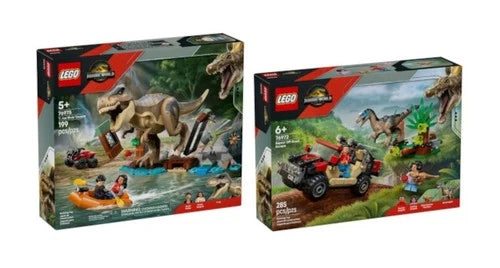 LEGO 76975, 76972 - Jurassic World - T. rex River Escape, Raptor Off-Road Escape