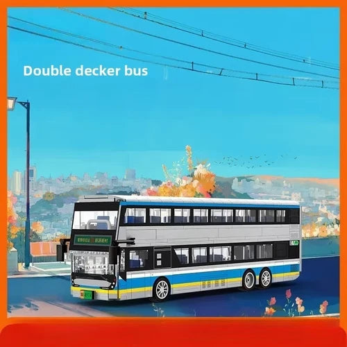 MOC Double-Decker Electric Bus Building Block Model Kit Toy Gift 491 Pcs