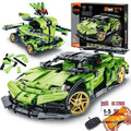 STEM Building Blocks Kit for Kids - 2 in 1 Remote Control Race Green Race Car
