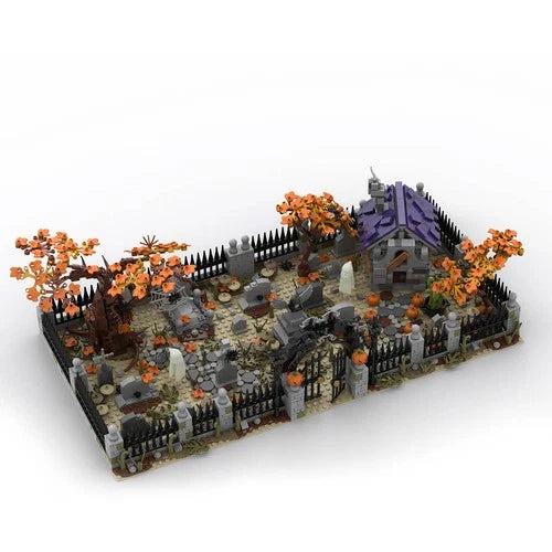 MOC-118821 Modular Haunted Cemetery for Halloween Building Blocks Set (1975PCS)