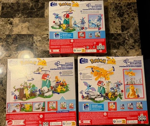 SEALED Mega Construx Pokemon Lot of 3 Dragonite Countryside Windmill Set