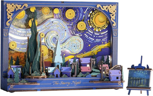 3D Wooden Puzzles for Adults Van Gogh Starry Night DIY Model Building Kits
