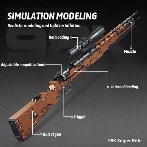 NEW 1022Pcs Model Set 1:1 98K Sniper Rifle Building Blocks Toys Collection
