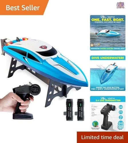 RC Boat Blue Fast Speed Underwater Racing Pool Lake Remote Control