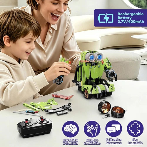 5-in-1 STEM Building Blocks Kit, RC Sports Car and Transform Robot