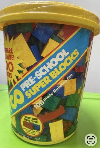 TYCO Pre-School Super Blocks 100-Piece Interlocking Blocks Set Bucket/Tub