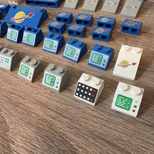 Lot Of 36 Vtg Lego Space Printed Parts Slope Brick Tile Wall Panel