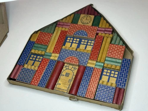 Rare Vintage Block-House Toy Company Building Blocks Set w/ Box & More Toledo OH