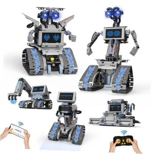 5 in 1 Johnny 5 Robot Building Kit, STEM Robot Building Set with APP & 2.4GHz