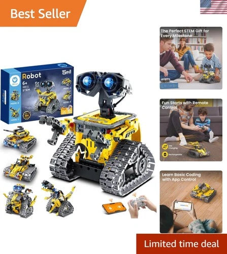 Rechargeable Robot Building Kit - 488-Piece STEM Toy for Creative Kids 8-13