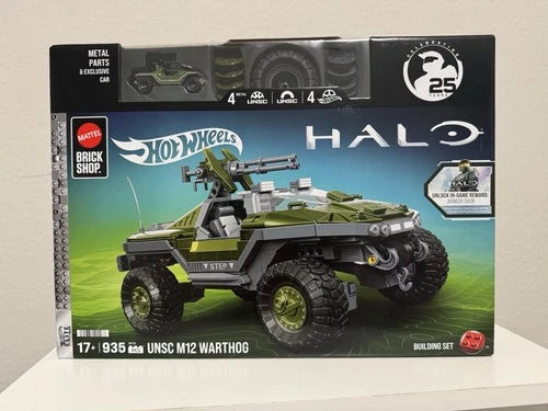 Halo Mattel Brick Shop Exclusive Rare Hot Wheels M12 Warthog Building Set - NIB