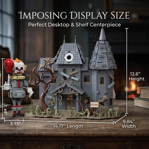 Horror Haunted House Building Set for Adult with Clown Figure Toy