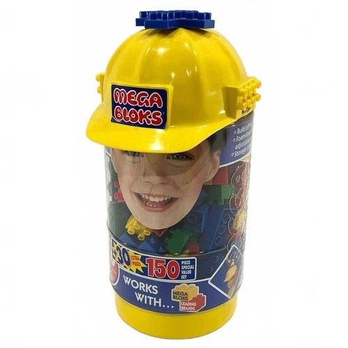 Vintage 1992 MEGA BLOKS Building Set Construction Theme with Hard Hat