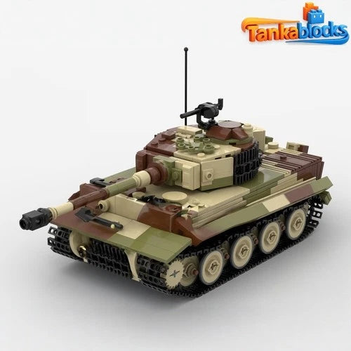 MOC military WWII Tiger tank model building blocks Toys Birthday Gift set
