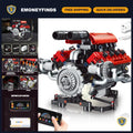 8-Cylinder V8 Engine Model Kit - STEM Building Blocks with Motor, LED & APP Cont