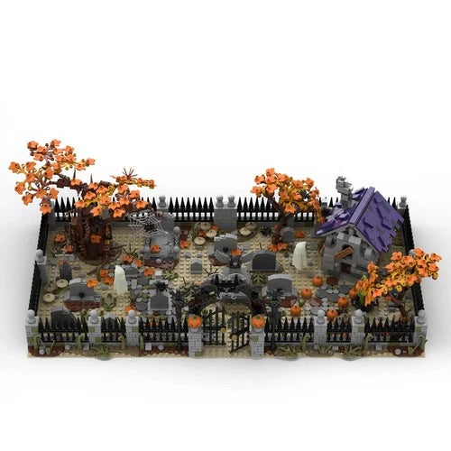 MOC-118821 Modular Haunted Cemetery for Halloween Building Blocks Set (1975PCS)