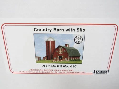American Model Builders N 630 Country Barn with Silo Rural Farm Structure Kit