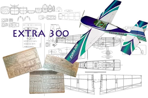 Extra 300 Aerobatic 18" WS RC Airplane Laser Cut Balsa Short Kit With Plans