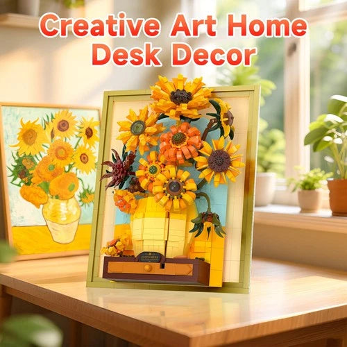 Van Gogh Sunflowers Building Blocks Set with Light, Sunflower Botanical Wall ...