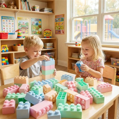 64 PCS Building Blocks Set for Toddlers 18+ Months BPA-Free PP Educational Toys