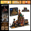 Steampunk Train Bookend Building Block Set, 1252pcs Creative Bricks with Light M