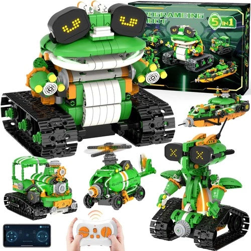 STEM Robot Building Toys for Kids 612, 5in1 App & Remote Control STEM Tractor...