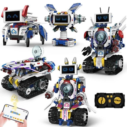 HPROMOT 5-in-1 STEM Robot Building Kit for Kids Ages 6-16, Remote & App Contr...