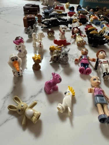Lego Mini Figure Lot Assorted - 81 Minifigs -Friends - Pets - Animals & Extras
