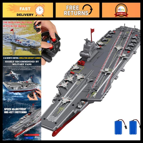 Remote Control Warship Boat for Kids 8-12, 16" High Speed Battleship, 2 Batterie