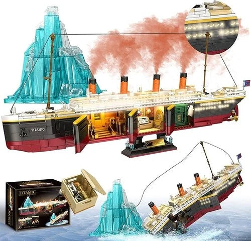 Titanic Building Set, Titanic Big Ship Model Building Kit with Lights Bri