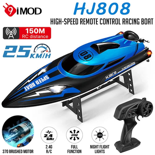 9IMOD HJ808 2.4G High-Speed Remote Control Racing Boat LED Brushed Motor 25Km/h