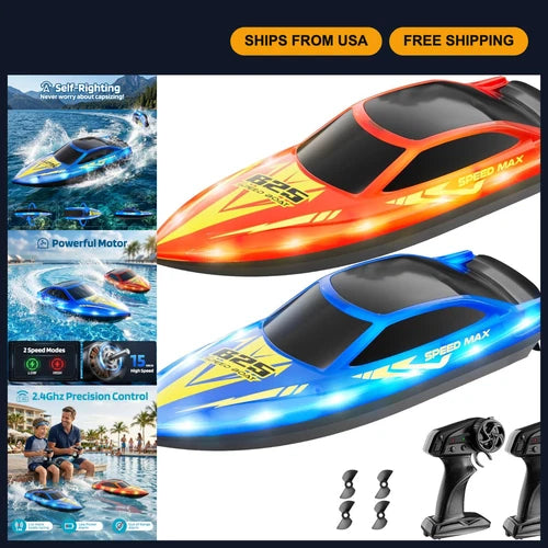 Remote Control Boat for Kids - RC Racing Boat for Pool, Lake, River & Pond Fun