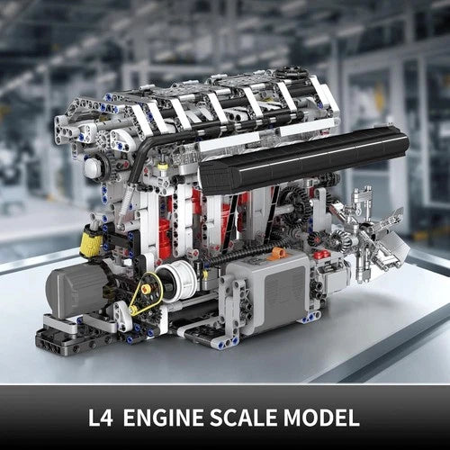 Mould King 10087 Technic Motorized Car Engine V8 Motor Building Blocks Brick Set