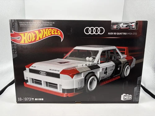 NEW MEGA Hot Wheels Audi 90 Quattro IMSA GTO Building Toy Kit 973pc Minty Box