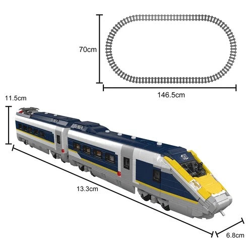 Mould King 12016 Eurostar Rail Car Train Track LED Set Building Block RC Toy