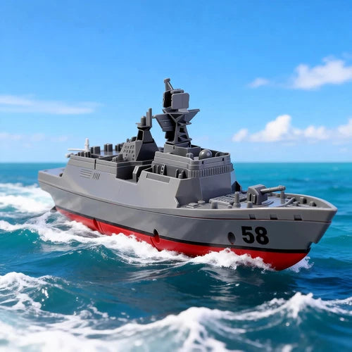 Remote Controlled Warship Battleship Destroyer Boat 10Km/H 4WD 2.4G RC Boat on W