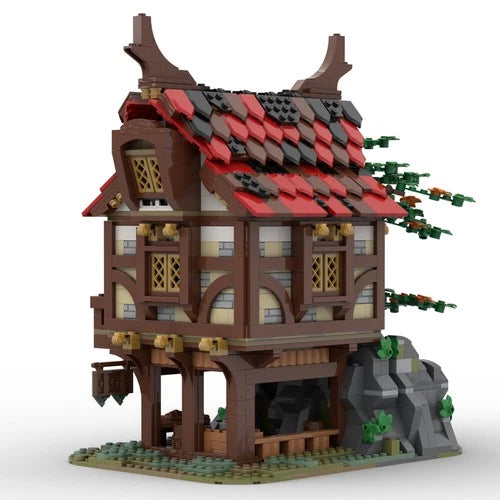 MOC-73723 MEDIEVAL BAKERY with Deer Horn Shape Modular Building 1407 Pieces