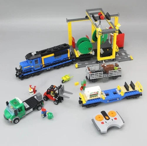 1033pcs Remote Control Cargo Train Building Blocks Fit 60052 Brick Model Toy
