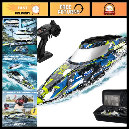 Fast RC Boat 32+ KPH - Remote Control Speedboat for Lakes, Pools & Salt Water