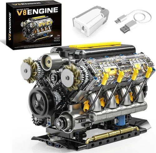 V8 Engine Model Kit Working Motor 905 Pcs STEM Building Set for Adults Teens Toy
