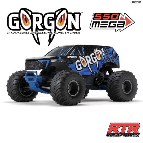 ARRMA ARA3230T1 1/10 GORGON 2WD RTR Brushed Monster Truck, Blue