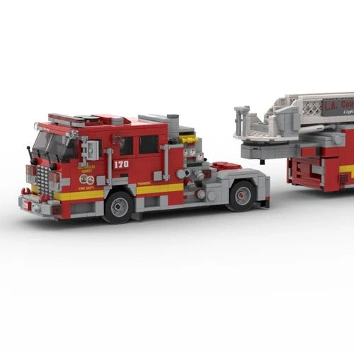 Custom MOC-256302 2007 Tiller Fire Truck LACoFD with Full Interior 1752PCS