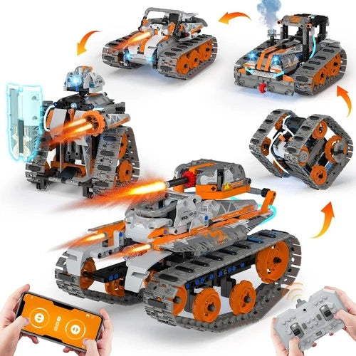 5-in-1 STEM Building Toys for Kids 6-14, Remote Control Robots & Tanks, 552 Pcs