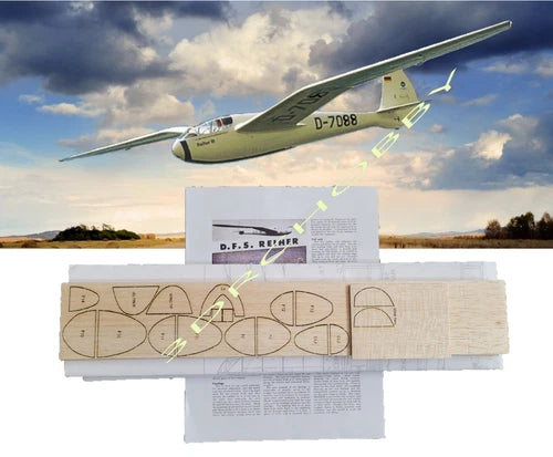 DFS Reiher Free Flight Glider 75" Wingspan RC plane R/C Airplane Balsa Short Kit