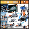 5-in-1 STEM RC Robot Building Kit, Transformable Fighter Jet with Remote Control